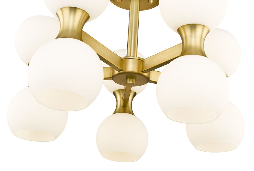 Z-Lite Artemis 21" 10-Light Modern Gold Steel and Matte Opal Glass Semi Flush Mount Lighting