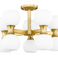 Z-Lite Artemis 21" 10-Light Modern Gold Steel and Matte Opal Glass Semi Flush Mount Lighting