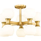 Z-Lite Artemis 21" 10-Light Modern Gold Steel and Matte Opal Glass Semi Flush Mount Lighting
