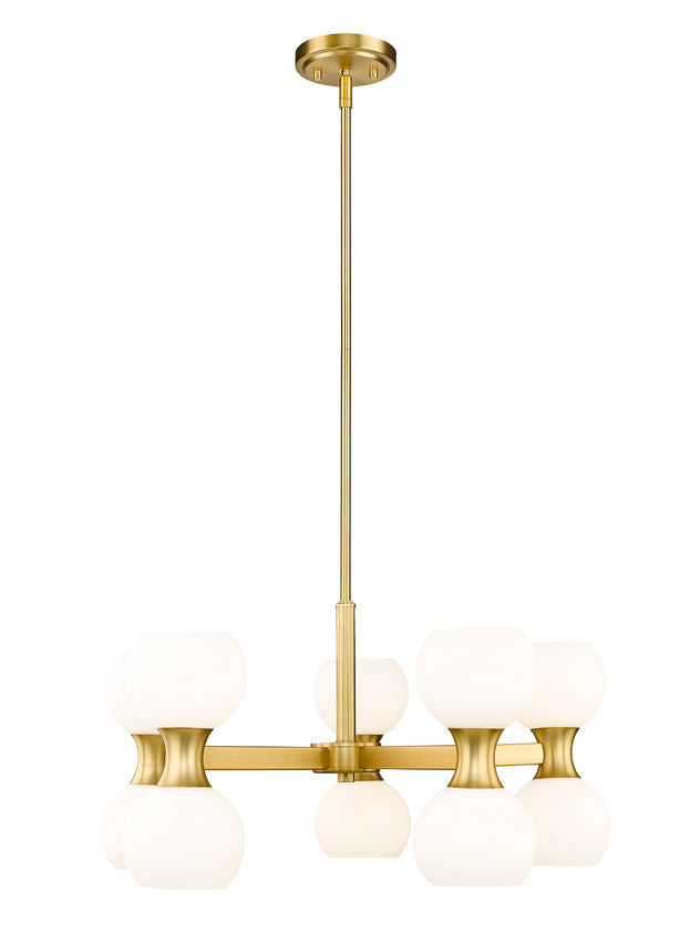 Z-Lite Artemis 25" 10-Light Modern Gold Steel and Matte Opal Glass Chandelier