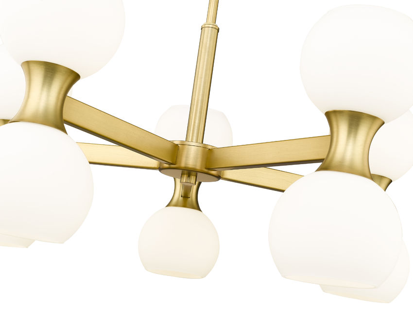 Z-Lite Artemis 25" 10-Light Modern Gold Steel and Matte Opal Glass Chandelier