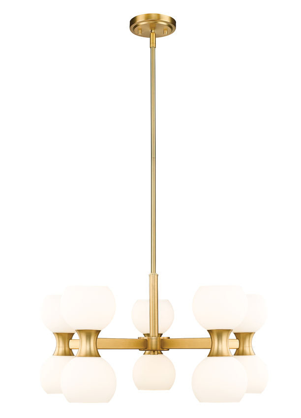 Z-Lite Artemis 25" 10-Light Modern Gold Steel and Matte Opal Glass Chandelier