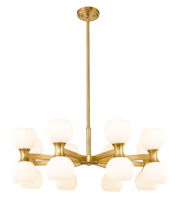 Z-Lite Artemis 32" 16-Light Modern Gold Steel and Matte Opal Glass Chandelier