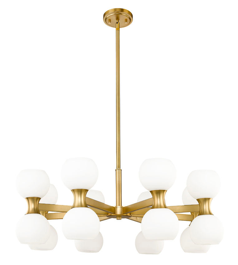 Z-Lite Artemis 32" 16-Light Modern Gold Steel and Matte Opal Glass Chandelier