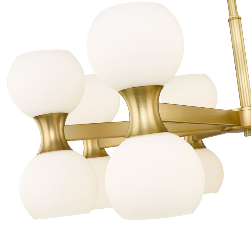 Z-Lite Artemis 32" 16-Light Modern Gold Steel and Matte Opal Glass Chandelier