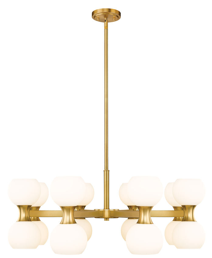 Z-Lite Artemis 32" 16-Light Modern Gold Steel and Matte Opal Glass Chandelier