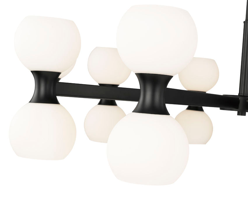 Z-Lite Artemis 42" 20-Light Matte Black Steel and Matte Opal Glass Chandelier