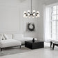Z-Lite Artemis 42" 20-Light Matte Black Steel and Matte Opal Glass Chandelier