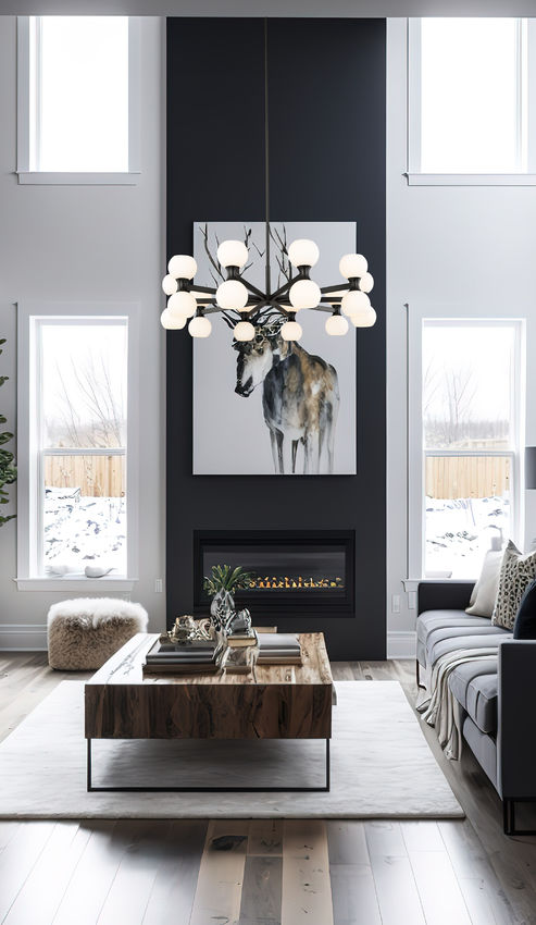 Z-Lite Artemis 42" 20-Light Matte Black Steel and Matte Opal Glass Chandelier