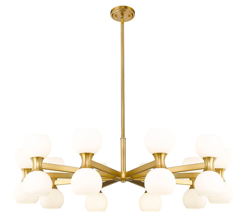 Z-Lite Artemis 42" 20-Light Modern Gold Steel and Matte Opal Glass Chandelier