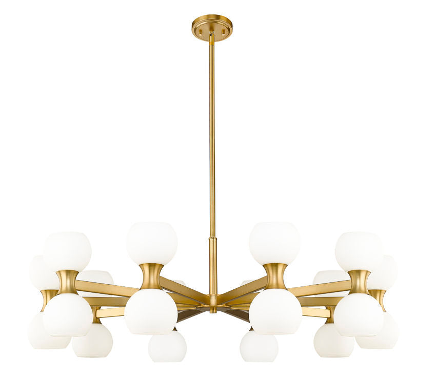 Z-Lite Artemis 42" 20-Light Modern Gold Steel and Matte Opal Glass Chandelier