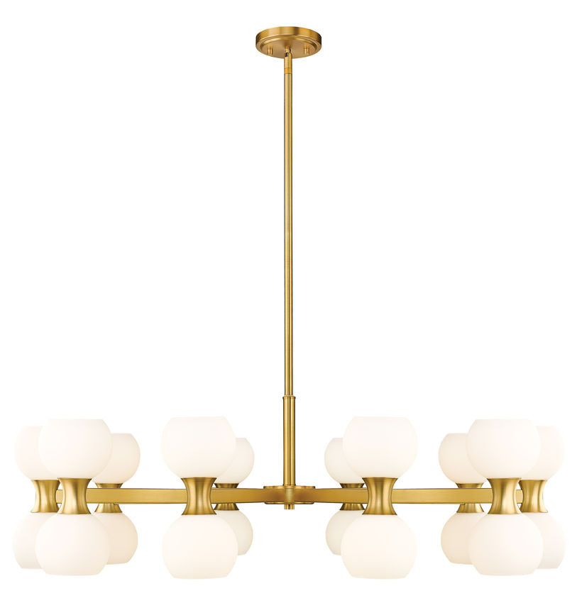 Z-Lite Artemis 42" 20-Light Modern Gold Steel and Matte Opal Glass Chandelier