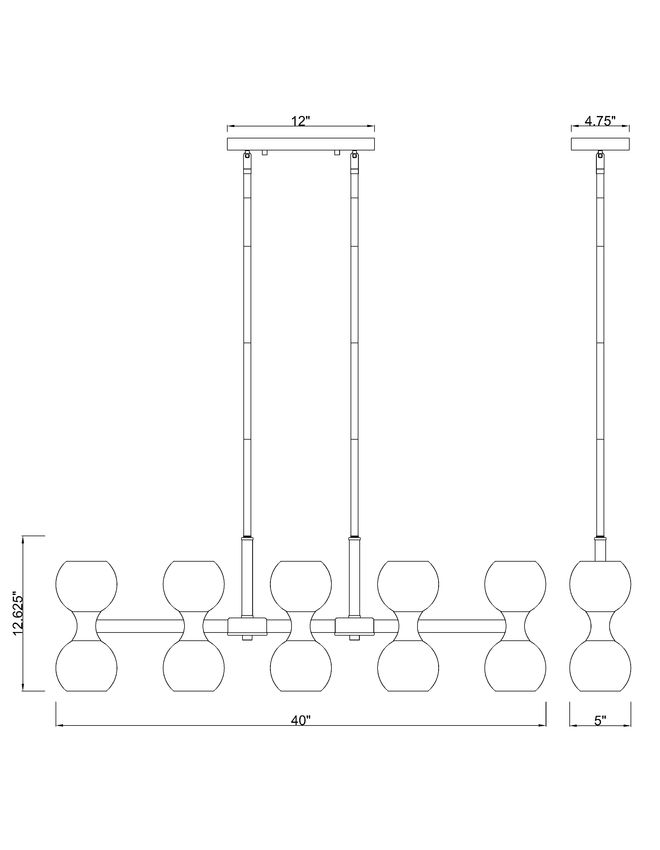 Z-Lite Artemis 5" 10-Light Modern Gold Steel and Matte Opal Glass Linear Chandelier