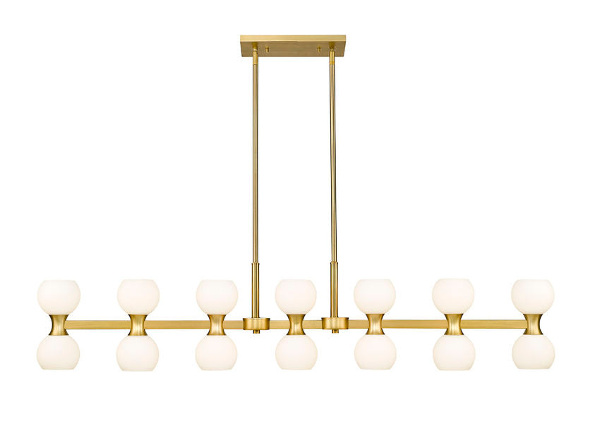 Z-Lite Artemis 5" 14-Light Modern Gold Steel and Matte Opal Glass Linear Chandelier