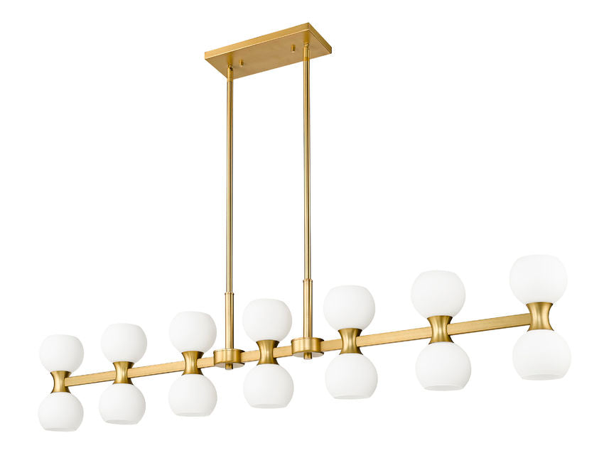 Z-Lite Artemis 5" 14-Light Modern Gold Steel and Matte Opal Glass Linear Chandelier