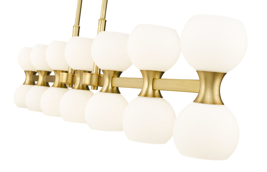 Z-Lite Artemis 5" 14-Light Modern Gold Steel and Matte Opal Glass Linear Chandelier