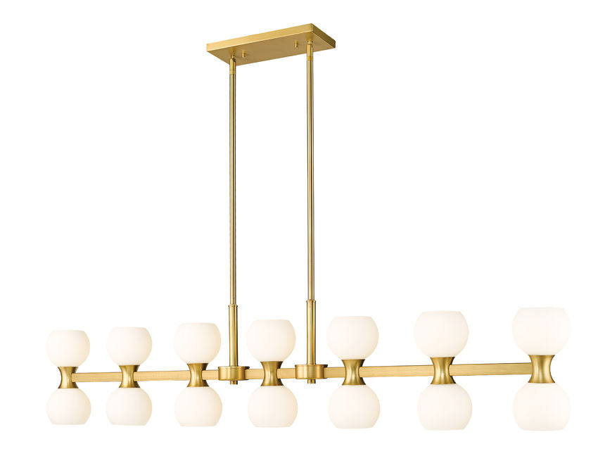 Z-Lite Artemis 5" 14-Light Modern Gold Steel and Matte Opal Glass Linear Chandelier