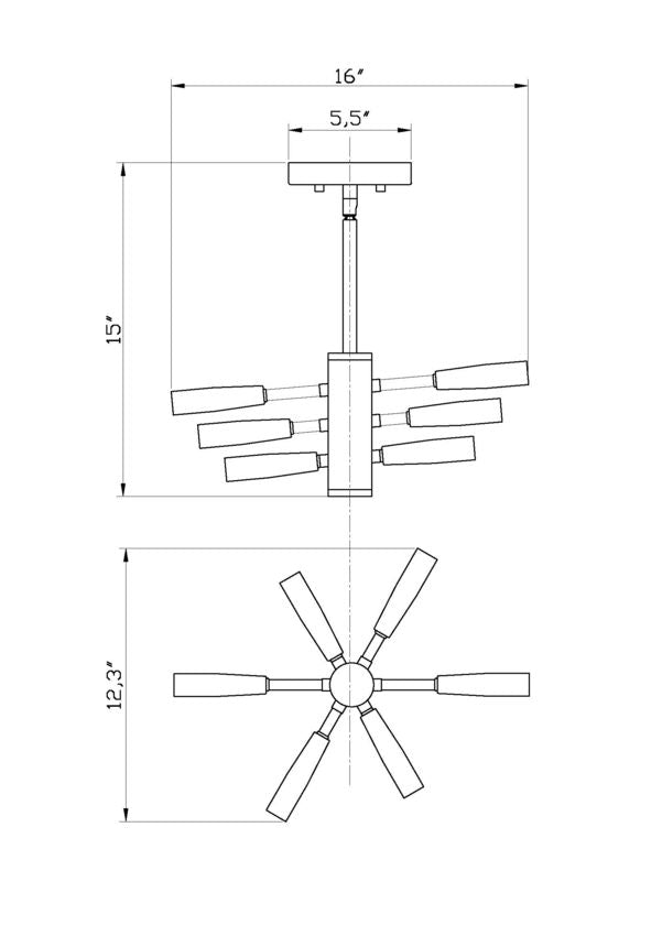 Z-Lite Ascension 13" 6-Light Chrome Steel Semi Flush Mount