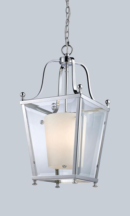 Z-Lite Ashbury 11" 3-Light Chrome Pendant Light With Clear Beveled and Matte Opal Glass Shade
