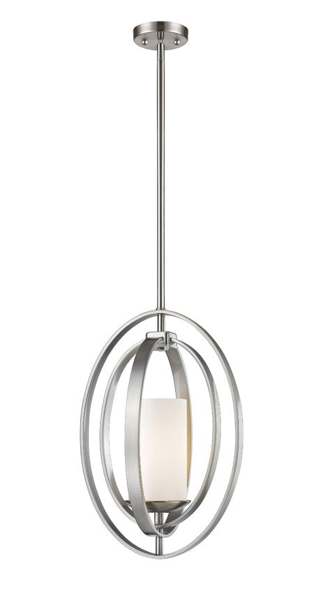 Z-Lite Ashling 12" 1-Light Brushed Nickel Mini Pendant Light With Matte Opal Glass Shade