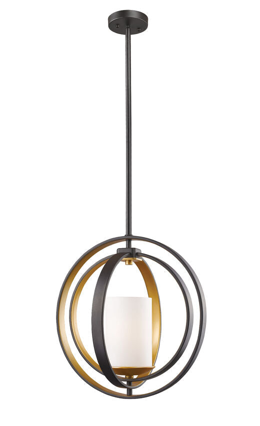 Z-Lite Ashling 14" 1-Light Bronze Gold Mini Pendant Light With Matte Opal Glass Shade