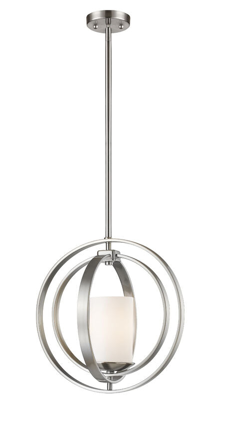 Z-Lite Ashling 14" 1-Light Brushed Nickel Mini Pendant Light With Matte Opal Glass Shade