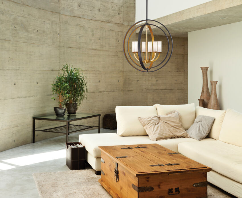 Z-Lite Ashling 24" 6-Light Bronze Gold Pendant Light With Matte Opal Glass Shade