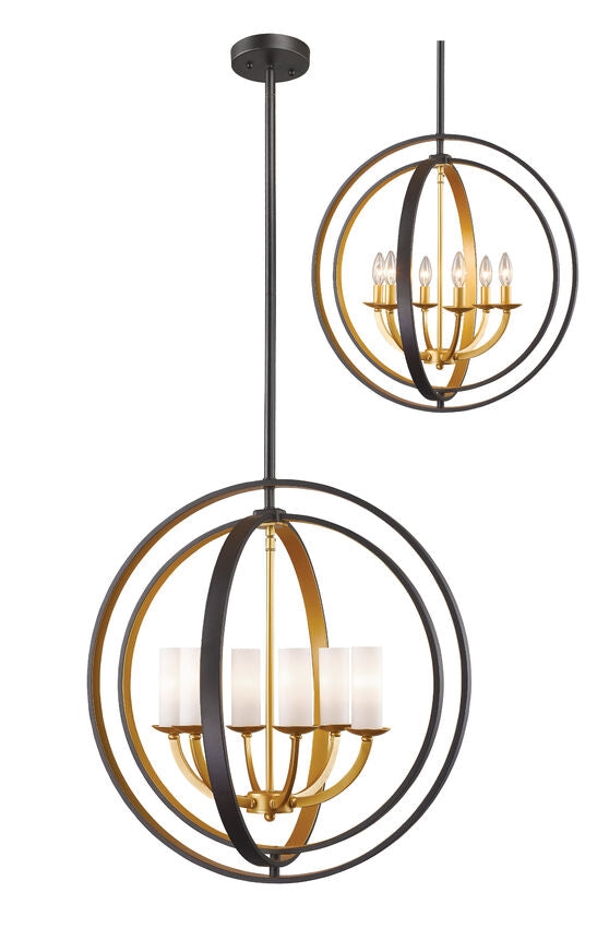 Z-Lite Ashling 24" 6-Light Bronze Gold Pendant Light With Matte Opal Glass Shade