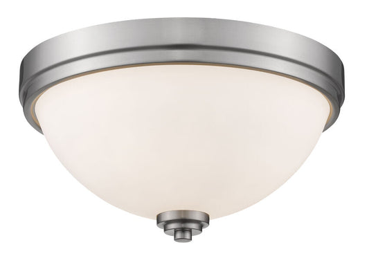 Z-Lite Ashton 13" 2-Light Brushed Nickel Flush Mount Lighting With Matte Opal Glass Shade