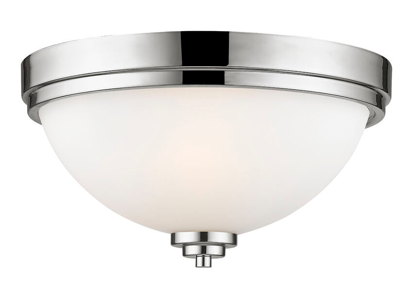 Z-Lite Ashton 13" 2-Light Chrome Flush Mount Lighting With Matte Opal Glass Shade