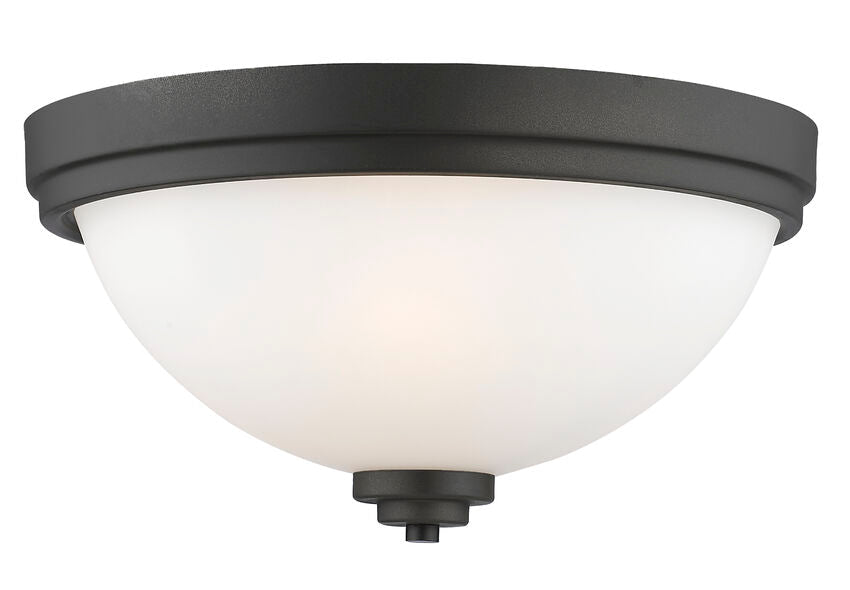 Z-Lite Ashton 15" 3-Light Bronze Flush Mount Lighting With Matte Opal Glass Shade