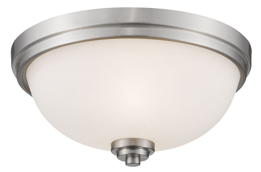 Z-Lite Ashton 15" 3-Light Brushed Nickel Flush Mount Lighting With Matte Opal Glass Shade