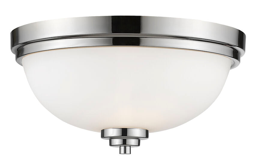 Z-Lite Ashton 15" 3-Light Chrome Flush Mount Lighting With Matte Opal Glass Shade