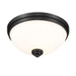 Z-Lite Ashton 15" 3-Light Matte Black Flush Mount Lighting With Matte Opal Glass Shade