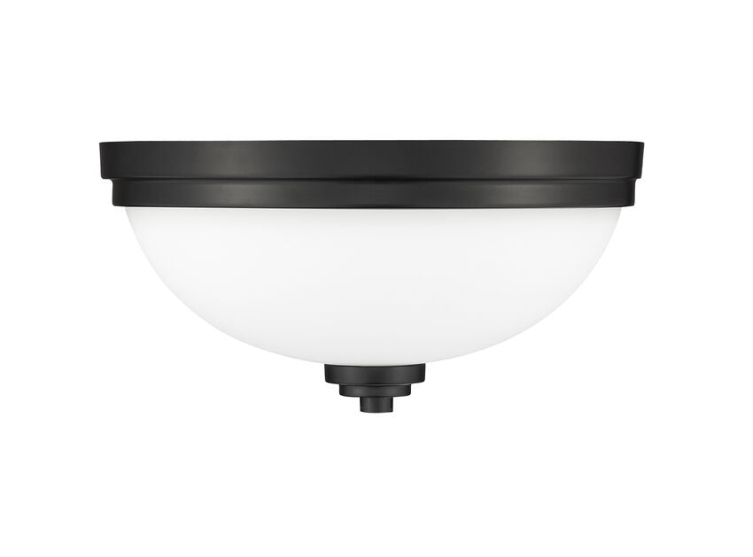 Z-Lite Ashton 15" 3-Light Matte Black Flush Mount Lighting With Matte Opal Glass Shade