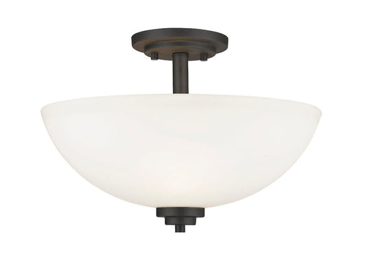 Z-Lite Ashton 16" 3-Light Bronze Semi Flush Mount With Matte Opal Glass Shade