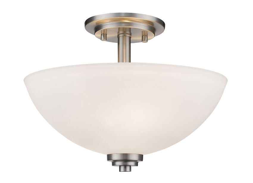 Z-Lite Ashton 16" 3-Light Brushed Nickel Semi Flush Mount With Matte Opal Glass Shade