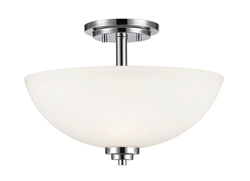 Z-Lite Ashton 16" 3-Light Chrome Semi Flush Mount With Matte Opal Glass Shade