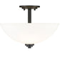 Z-Lite Ashton 16" 3-Light Matte Black Semi Flush Mount With Matte Opal Glass Shade