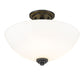 Z-Lite Ashton 16" 3-Light Matte Black Semi Flush Mount With Matte Opal Glass Shade