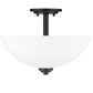 Z-Lite Ashton 16" 3-Light Matte Black Semi Flush Mount With Matte Opal Glass Shade