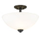 Z-Lite Ashton 16" 3-Light Matte Black Semi Flush Mount With Matte Opal Glass Shade