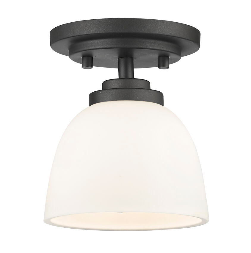 Z-Lite Ashton 6" 1-Light Bronze Flush Mount Lighting With Matte Opal Glass Shade