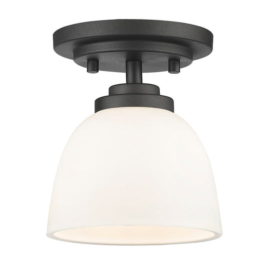 Z-Lite Ashton 6" 1-Light Bronze Flush Mount Lighting With Matte Opal Glass Shade