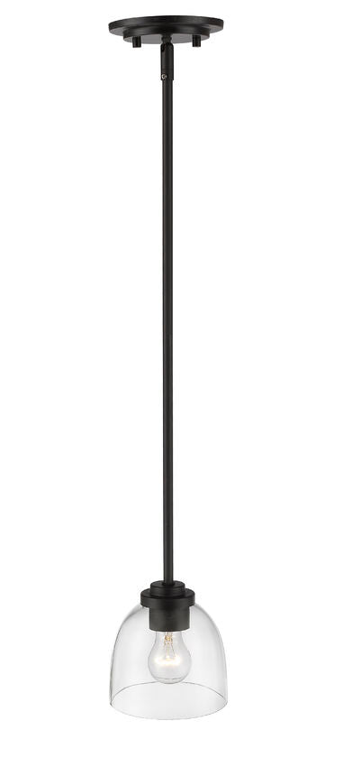 Z-Lite Ashton 6" 1-Light Bronze Mini Pendant Light With Clear Glass Shade