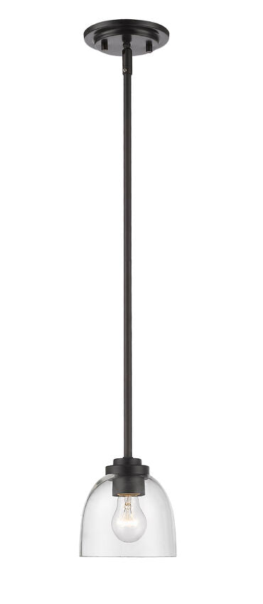 Z-Lite Ashton 6" 1-Light Bronze Mini Pendant Light With Clear Glass Shade