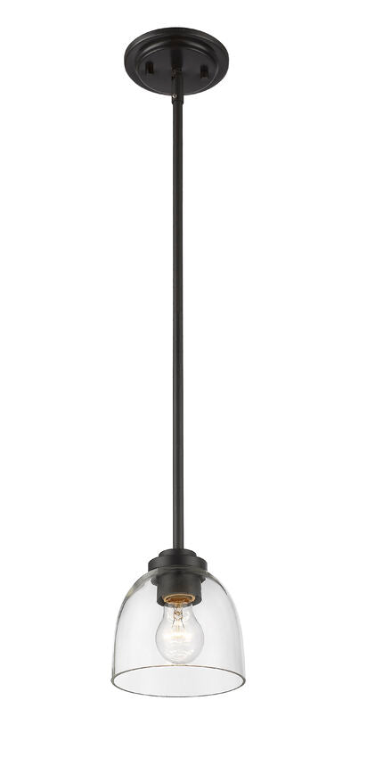 Z-Lite Ashton 6" 1-Light Bronze Mini Pendant Light With Clear Glass Shade
