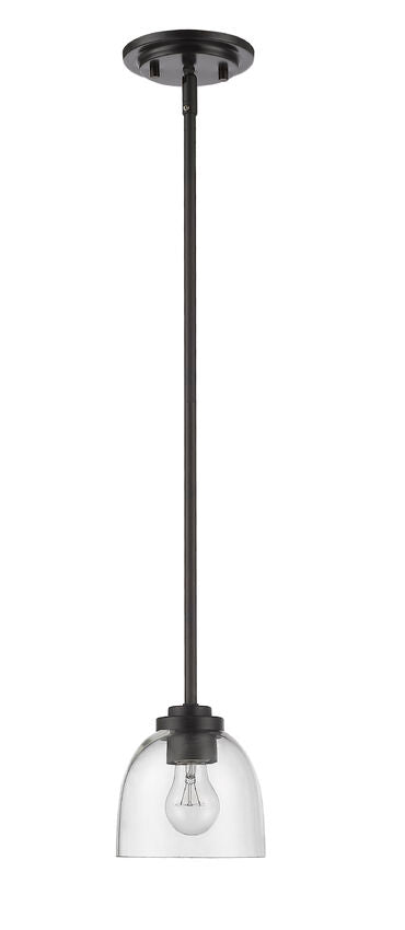 Z-Lite Ashton 6" 1-Light Bronze Mini Pendant Light With Clear Glass Shade