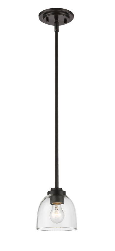 Z-Lite Ashton 6" 1-Light Bronze Mini Pendant Light With Clear Glass Shade