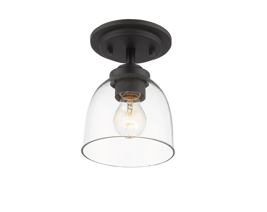 Z-Lite Ashton 6" 1-Light Bronze Steel Flush Mount Lighting With Clear Glass Shade